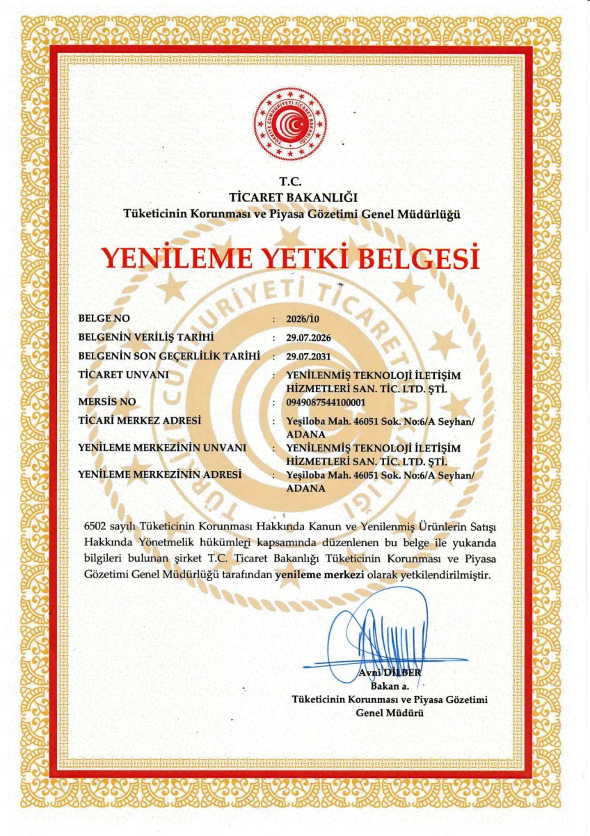 T.C. Ticaret Bakanlığı — Tüketicinin Korunması ve Piyasa Gözetimi Genel Müdürlüğü Yenileme Yetki Belgesi
